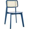 SAFAVIEH Home Collection Luz Coastal White/Natural Cane Rattan Dining Chair Set of 2(Navy/Natural)
