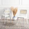 SAFAVIEH Home Collection Luz Coastal White/Natural Cane Rattan Dining Chair Set of 2(White/Natural)