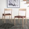 SAFAVIEH Home Collection Pranit Leather Wood 18-inch (Set of 2) Dining Chair, Cognac/Natural(Cognac / Natural)