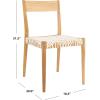 SAFAVIEH Home Collection Pranit Leather Wood 18-inch (Set of 2) Dining Chair, Cognac/Natural(White / Natural)