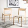 SAFAVIEH Home Collection Pranit Leather Wood 18-inch (Set of 2) Dining Chair, Cognac/Natural(White / Natural)