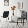 SAFAVIEH Home Collection Rayne Cognac Woven Leather/Silver Dining Chair (Set of 2) – Fully Assembled(Black)