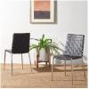 SAFAVIEH Home Collection Rayne Cognac Woven Leather/Silver Dining Chair (Set of 2) – Fully Assembled(Black/Silver)