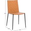 SAFAVIEH Home Collection Rayne Cognac Woven Leather/Silver Dining Chair (Set of 2) – Fully Assembled(Cognac / Black)