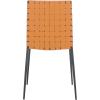 SAFAVIEH Home Collection Rayne Cognac Woven Leather/Silver Dining Chair (Set of 2) – Fully Assembled(Cognac / Black)