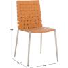 SAFAVIEH Home Collection Rayne Cognac Woven Leather/Silver Dining Chair (Set of 2) – Fully Assembled(Cognac/Silver)