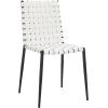 SAFAVIEH Home Collection Rayne Cognac Woven Leather/Silver Dining Chair (Set of 2) – Fully Assembled(White / Black)