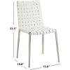 SAFAVIEH Home Collection Rayne Cognac Woven Leather/Silver Dining Chair (Set of 2) – Fully Assembled(White / Silver)
