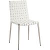 SAFAVIEH Home Collection Rayne Cognac Woven Leather/Silver Dining Chair (Set of 2) – Fully Assembled(White / Silver)