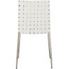 SAFAVIEH Home Collection Rayne Cognac Woven Leather/Silver Dining Chair (Set of 2) – Fully Assembled(White / Silver)