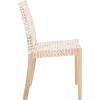 SAFAVIEH Home Collection Tyria White Woven Leather/Natural Teak Living Room Accent Dining Chair