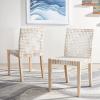 SAFAVIEH Home Collection Tyria White Woven Leather/Natural Teak Living Room Accent Dining Chair
