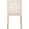 SAFAVIEH Home Collection Tyria White Woven Leather/Natural Teak Living Room Accent Dining Chair