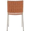 SAFAVIEH Home Collection Wesson White Woven Leather/Silver Dining Chair (Set of 2) – Fully Assembled(Cognac/Silver)