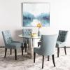 SAFAVIEH Mercer Collection Heather Beige Linen Nailhead Dining Chair(Sky Blue)