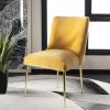 Safavieh Couture Home Nolita Glam Mustard Velvet Dining Chair(Mustard / Brass)