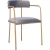 Safavieh Home Camille Grey Velvet and Gold Low Back Side Chair, Set of 2(Dark Grey/Gold)