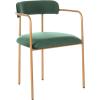 Safavieh Home Camille Grey Velvet and Gold Low Back Side Chair, Set of 2(Malachite Green / Gold)