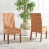 Safavieh Home Collection Aubrey Walnut Wicker Side Chair, Set of 2(beige)