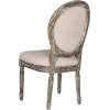 Safavieh Home Collection Holloway 19”H French Brasserie Linen Oval Light Grey and Cream Side Chair(Beige / Rustic Oak)