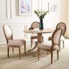 Safavieh Home Collection Holloway 19”H French Brasserie Linen Oval Light Grey and Cream Side Chair(Beige / Rustic Oak)