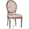 Safavieh Home Collection Holloway 19”H French Brasserie Linen Oval Light Grey and Cream Side Chair(Beige / Rustic Oak)