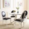 Safavieh Home Collection Holloway 19”H French Brasserie Linen Oval Light Grey and Cream Side Chair(Black / Cream)