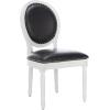 Safavieh Home Collection Holloway 19”H French Brasserie Linen Oval Light Grey and Cream Side Chair(Black / Cream)