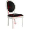 Safavieh Home Collection Holloway 19”H French Brasserie Linen Oval Light Grey and Cream Side Chair(Black / Cream)