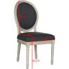 Safavieh Home Collection Holloway 19”H French Brasserie Linen Oval Light Grey and Cream Side Chair(Charcoal / Grey)