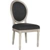 Safavieh Home Collection Holloway 19”H French Brasserie Linen Oval Light Grey and Cream Side Chair(Charcoal / Grey)