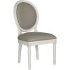 Safavieh Home Collection Holloway 19”H French Brasserie Linen Oval Light Grey and Cream Side Chair(Light Grey / Cream)