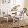 Safavieh Home Collection Holloway 19”H French Brasserie Linen Oval Light Grey and Cream Side Chair(Light Grey / Cream)