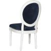 Safavieh Home Collection Holloway 19”H French Brasserie Linen Oval Light Grey and Cream Side Chair(Navy Velvet/Cream)