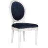 Safavieh Home Collection Holloway 19”H French Brasserie Linen Oval Light Grey and Cream Side Chair(Navy Velvet/Cream)