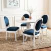 Safavieh Home Collection Holloway 19”H French Brasserie Linen Oval Light Grey and Cream Side Chair(Navy Velvet/Cream)