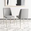 Safavieh Home Collection Mid-Century Modern Baltic White Side Chair(Grey Linen)