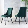 Safavieh Home Collection Zoi Velvet 19-inch (Set of 2) Dining Chair, Taupe/Black(Malachite Green / Black)