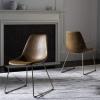 Safavieh Home Dorian Mid-Century Modern Light Brown Faux Leather and Copper Dining Chair, Set of 2(Cognac / Copper)