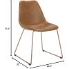 Safavieh Home Dorian Mid-Century Modern Light Brown Faux Leather and Copper Dining Chair, Set of 2(Cognac / Copper)