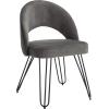 Safavieh Home Jora Retro Cream Velvet and Matte Black Side Chair, Set of 2(Dark Grey)