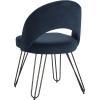Safavieh Home Jora Retro Cream Velvet and Matte Black Side Chair, Set of 2(Navy)