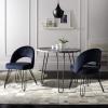 Safavieh Home Jora Retro Cream Velvet and Matte Black Side Chair, Set of 2(Navy)