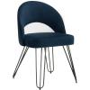 Safavieh Home Jora Retro Cream Velvet and Matte Black Side Chair, Set of 2(Navy)