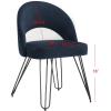 Safavieh Home Jora Retro Cream Velvet and Matte Black Side Chair, Set of 2(Navy)