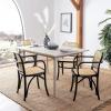 Safavieh Home Keiko White and Natural Cane Dining Chair(Black / Natural)