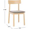 Safavieh Home Lizette Retro White Oak and Grey Cushion Dining Chair, Set of 2