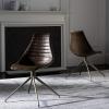 Safavieh Home Lynette Mid-Century Modern Light Brown Faux Leather and Copper Swivel Dining Chair, Set of 2