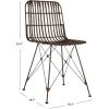 Safavieh Home Minerva Brown and Black Wicker Dining Chair, Set of 2(Brown / Black)