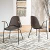 Safavieh Home Tanner Mid-Century Olive Faux Leather and Black Dining Chair, Set of 2(Ash / Black)